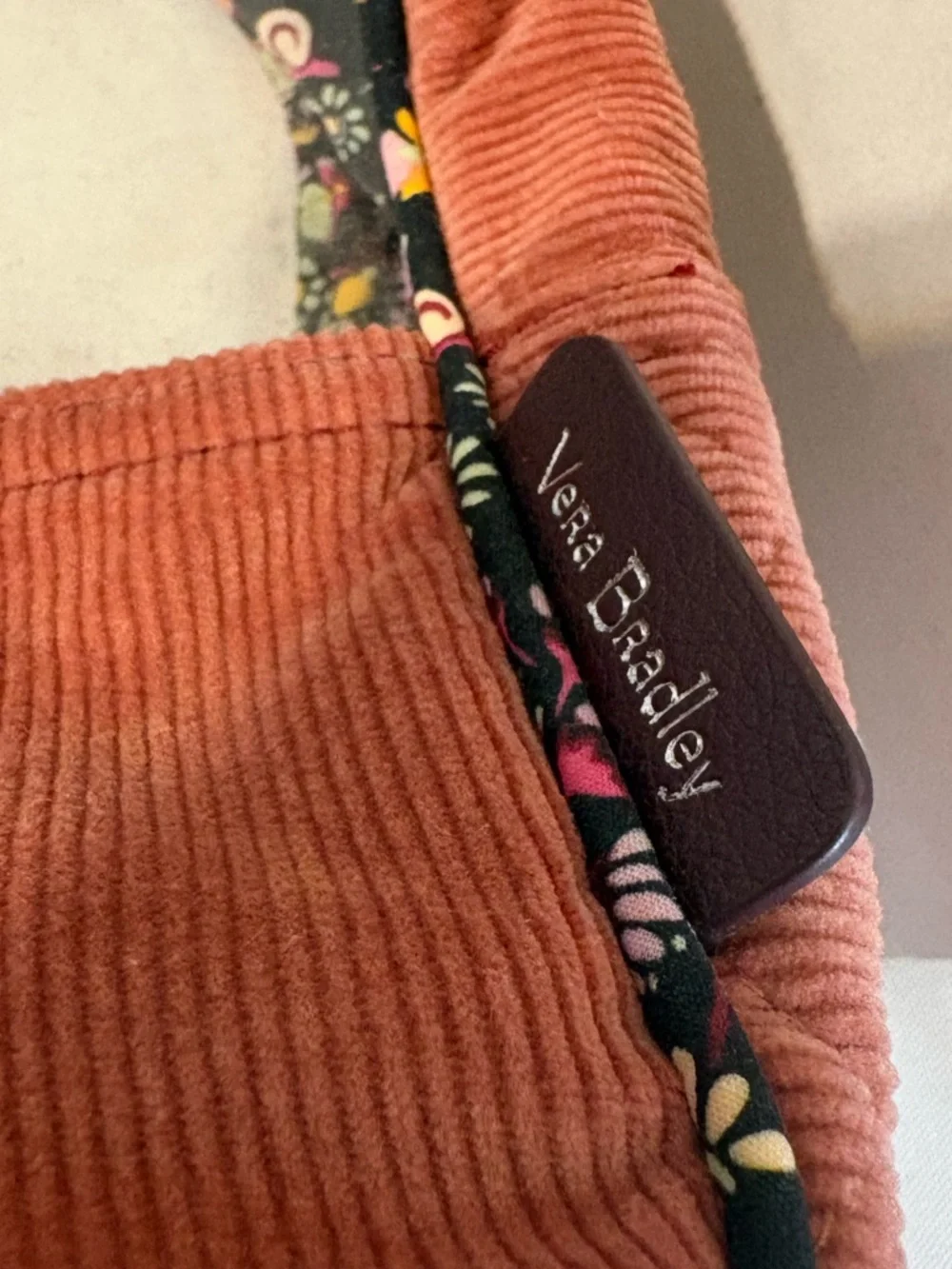 Vera Bradley make up travel toiletries bag coral‎ corduroy cosmetic bag see thur